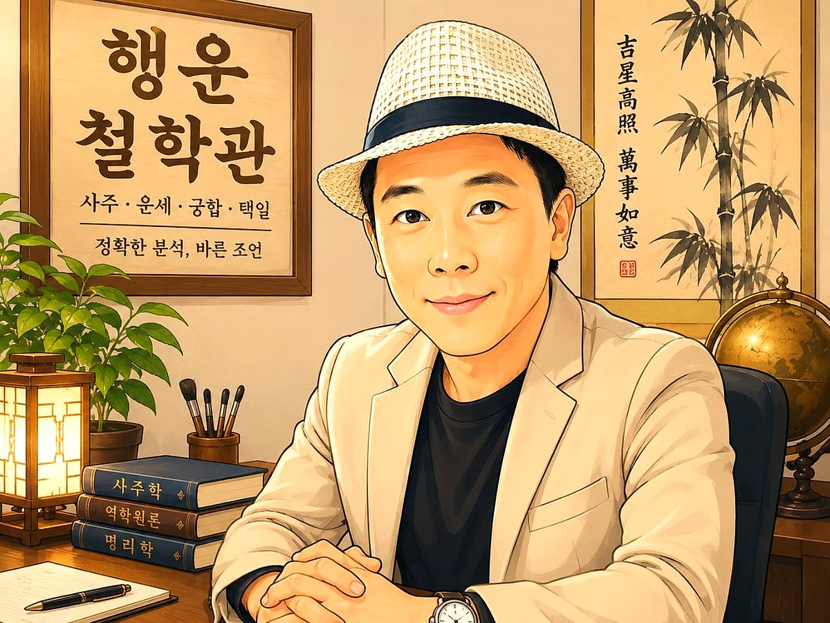 행운철학관 상담실에서 사주와 운세 상담을 준비하는 따뜻한 분위기의 메인 이미지